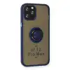 Apple İphone 12 Pro Max Kılıf Montreal Yüzüklü Silikon Kapak - Lacivert