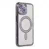 Apple İphone 13 Kılıf Joke Simli Magneticsafe Kılıf - Derin Mor