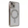 Apple İphone 13 Kılıf Joke Simli Magneticsafe Kılıf - Gold