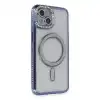 Apple İphone 13 Kılıf Joke Simli Magneticsafe Kılıf - Mavi