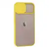 Apple İphone 13 Kılıf Palm Buzlu Kamera Sürgülü Silikon - Sarı