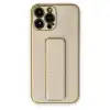 Apple İphone 13 Pro Kılıf Coco Deri Standlı Kapak - Gold