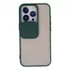 Apple İphone 13 Pro Kılıf Palm Buzlu Kamera Sürgülü Silikon - Yeşil