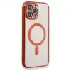 Apple İphone 13 Pro Max Kılıf Magneticsafe Lazer Silikon - Kırmızı