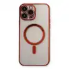 Apple İphone 13 Pro Max Kılıf Magneticsafe Lazer Silikon - Kırmızı