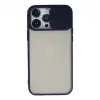 Apple İphone 13 Pro Max Kılıf Palm Buzlu Kamera Sürgülü Silikon - Lacivert