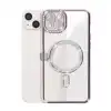 Apple İphone 14 Kılıf Joke Simli Magneticsafe Kılıf - Derin Mor