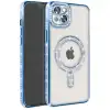 Apple İphone 14 Kılıf Joke Simli Magneticsafe Kılıf - Mavi