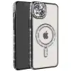 Apple İphone 14 Kılıf Joke Simli Magneticsafe Kılıf - Siyah