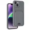 Apple İphone 14 Kılıf Kelvin Kartvizitli Silikon - Gri