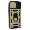 Apple İphone 14 Kılıf Pars Lens Yüzüklü Silikon - Gold