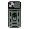 Apple İphone 14 Kılıf Pars Lens Yüzüklü Silikon - Yeşil