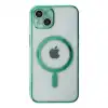 Apple İphone 14 Plus Kılıf Magneticsafe Lazer Silikon - Haki Yeşil
