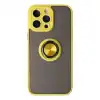 Apple İphone 14 Pro Max Kılıf Montreal Yüzüklü Silikon Kapak - Sarı