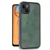 Apple İphone 15 Kılıf Aras Deri Kapak - Koyu Yeşil