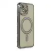 Apple İphone 15 Kılıf Joke Simli Magneticsafe Kılıf - Gri
