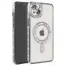 Apple İphone 15 Kılıf Joke Simli Magneticsafe Kılıf - Gümüş