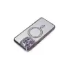 Apple İphone 15 Pro Kılıf Joke Simli Magneticsafe Kılıf - Derin Mor