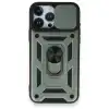 Apple İphone 15 Pro Kılıf Pars Lens Yüzüklü Silikon - Yeşil