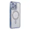 Apple İphone 15 Pro Max Kılıf Joke Simli Magneticsafe Kılıf - Mavi
