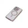 Apple İphone 15 Pro Max Kılıf Joke Simli Magneticsafe Kılıf - Pembe
