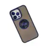 Apple İphone 15 Pro Max Kılıf Montreal Yüzüklü Silikon Kapak - Lacivert