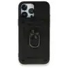 Apple İphone 15 Pro Max Kılıf Pars Lens Yüzüklü Silikon - Siyah
