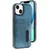 Apple İphone 15 Sara Kartvizitli Deri Kılıf - Lacivert