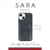 Apple İphone 15 Sara Kartvizitli Deri Kılıf - Lacivert