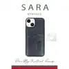 Apple İphone 15 Sara Kartvizitli Deri Kılıf - Siyah