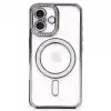 Apple İphone 16 Kılıf Joke Simli Magneticsafe Kılıf - Derin Mor