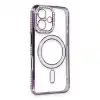 Apple İphone 16 Kılıf Joke Simli Magneticsafe Kılıf - Derin Mor