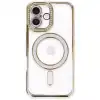 Apple İphone 16 Kılıf Joke Simli Magneticsafe Kılıf - Gold