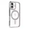 Apple İphone 16 Kılıf Joke Simli Magneticsafe Kılıf - Gümüş