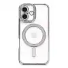 Apple İphone 16 Kılıf Joke Simli Magneticsafe Kılıf - Gümüş
