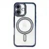 Apple İphone 16 Kılıf Joke Simli Magneticsafe Kılıf - Lacivert