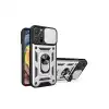 Apple İphone 16 Pro Kılıf Pars Lens Yüzüklü Silikon - Gümüş