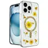 Apple İphone 16 Pro Max Kılıf Daisy Simli Magsafe Kapak - Gold