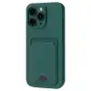 Apple İphone 16 Pro Max Kılıf Kelvin Kartvizitli Silikon - Koyu Yeşil