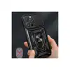Apple İphone 16 Pro Max Kılıf Pars Lens Yüzüklü Silikon - Siyah