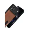 Apple İphone 17 Pro Max Sara Kartvizitli Deri Kılıf - Taba