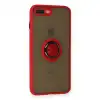 Apple İphone 7 Plus Kılıf Montreal Yüzüklü Silikon Kapak - Kırmızı
