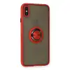 Apple İphone X Kılıf Montreal Yüzüklü Silikon Kapak - Kırmızı