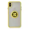 Apple İphone X Kılıf Montreal Yüzüklü Silikon Kapak - Sarı