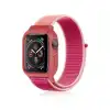 Apple Watch 38mm Hasırlı Cırtcırtlı Kasalı Kordon (saat Değildir) - Pudra