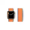 Apple Watch 42mm Hasırlı Cırtcırtlı Kordon - Turuncu