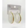 Beyaz Marble Gold Halka Küpe