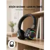Bluetooth 5.3 Rainbow Işıklı Kulak Üstü Kablosuz Kulaklık Yeni Nesil