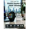 Bluetooth Arama Özellikli Akıllı Saat Seti Kablosuz Kulaklık Hediyeli, Android & iOS Uyumlu