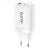 C99Q 65w Pd Destekli Type-c Ve Usb Çift Çıkışlı Hızlı Şarj Adaptörü - Beyaz
